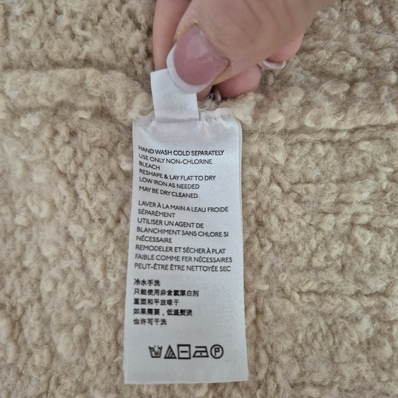 Free People Sweater Womens M Beige Wool Blend Chunky Fuzzy Long Cardigan - Picture 6 of 10